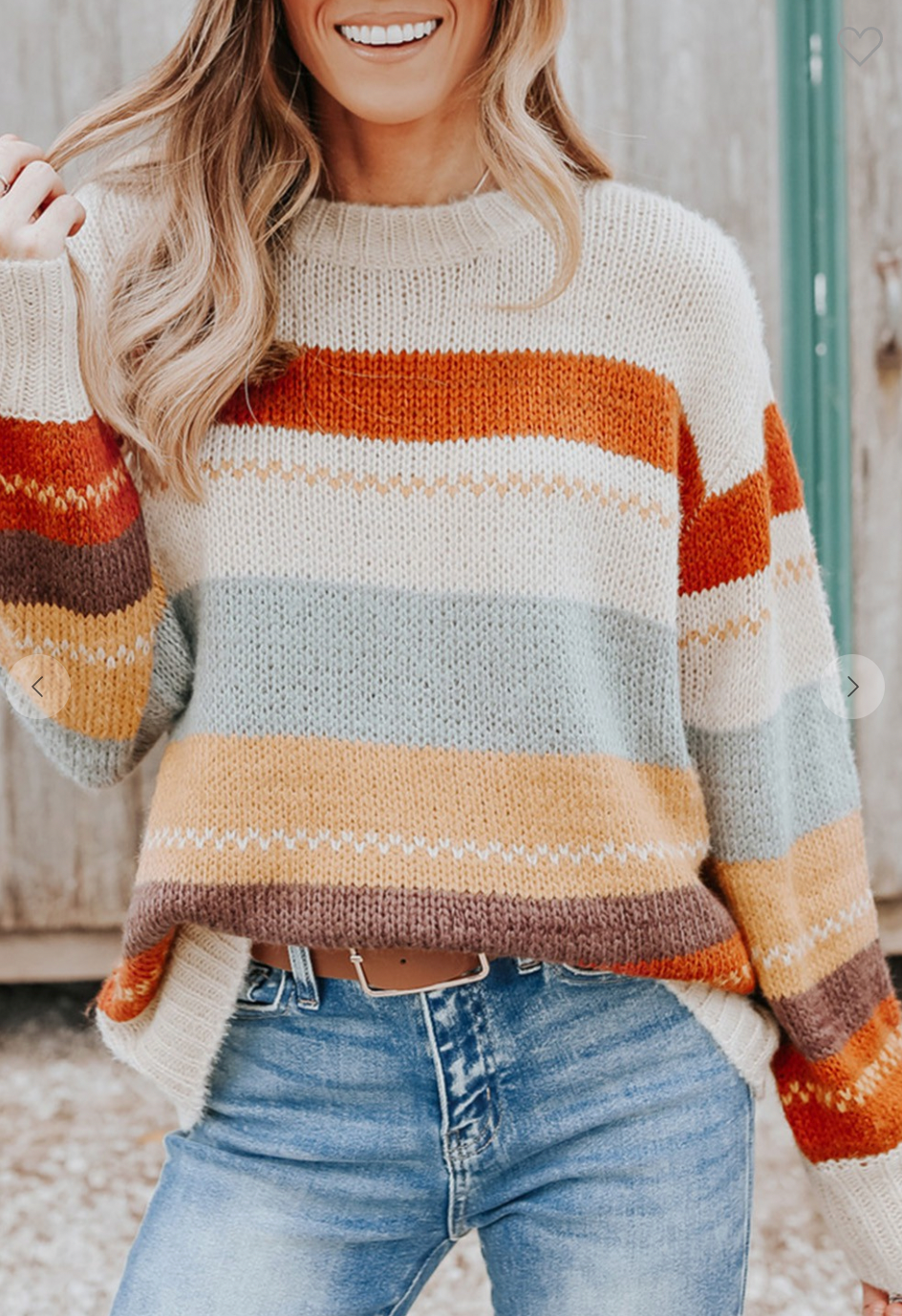 Drop-shoulder Striped Color Block Sweater