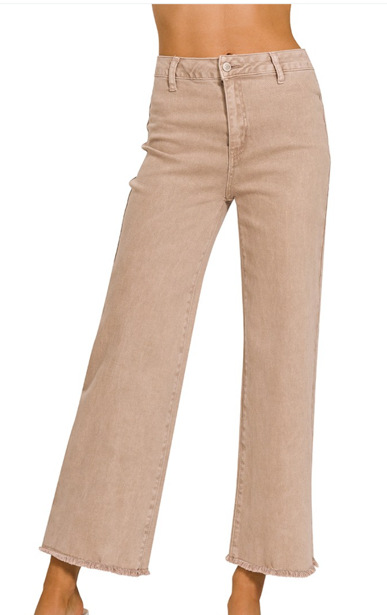 Acid Washed HW Pants Mocha