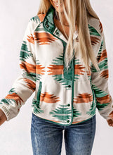 Western Snap Buttoned Fleece Jacket:Green