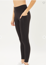 Knit solid leggins side pocket/ Black