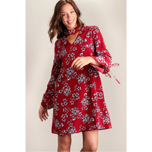 Burg Lined Floral Choker Dress - The GyPsY Barn Boutique