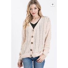 Button Cable Sweater Cardi Taupe - The GyPsY Barn Boutique