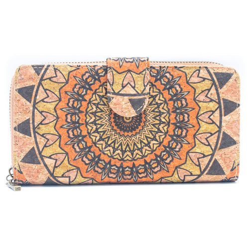 Folding wallet Mandala flower pattern- Vegan Cork Wallet BAGD-461