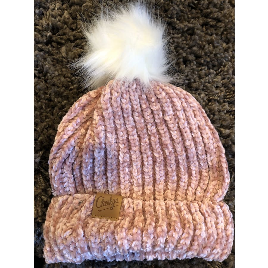 Chenille Cheeky Beanie Pink - The GyPsY Barn Boutique