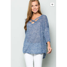 CY Knit cage Navy top - The GyPsY Barn Boutique