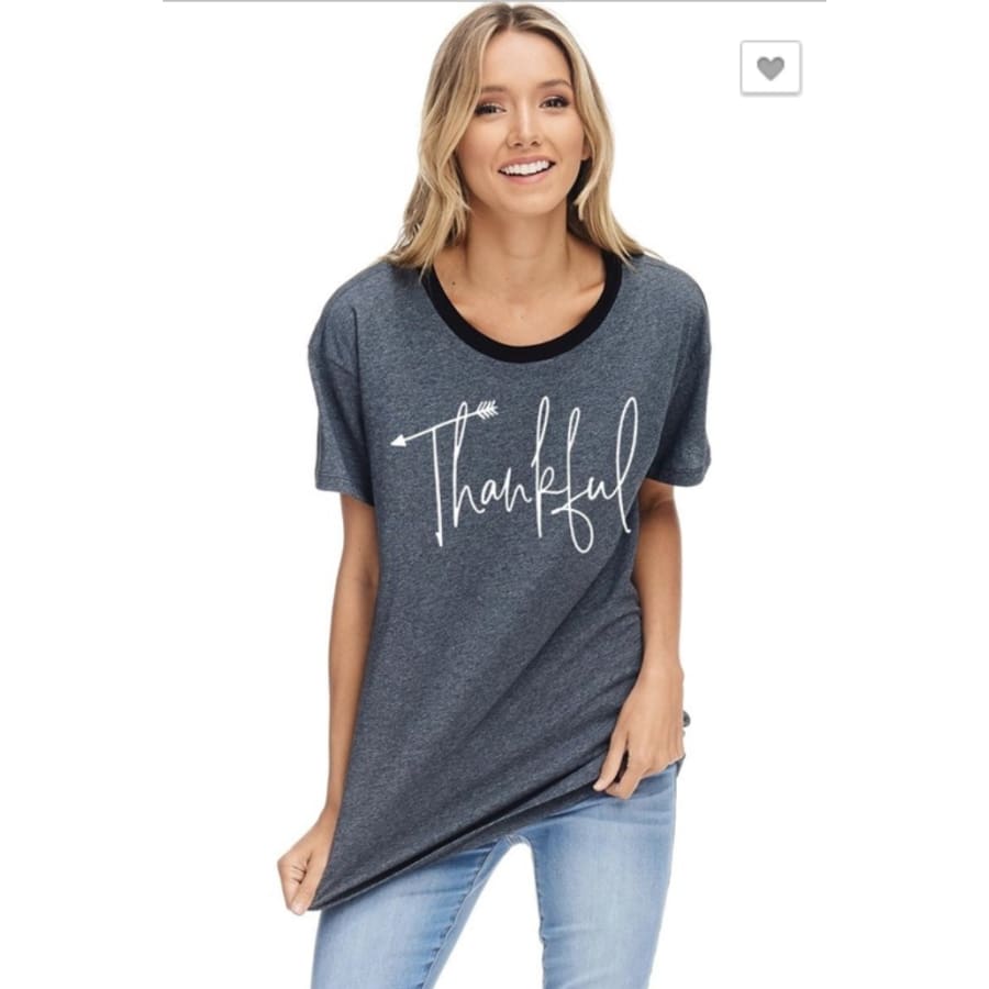 Thankful Charcoal Tee - The GyPsY Barn Boutique