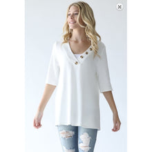 V Neck Button Detail Tunic - The GyPsY Barn Boutique