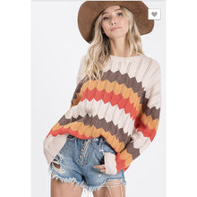 Wave Rust Stripe Sweater - The GyPsY Barn Boutique